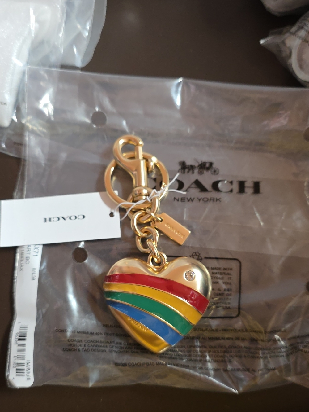 Coach Huge Heart Keychain Charm W/ Dog Clip Nwt - Picture 8 of 8